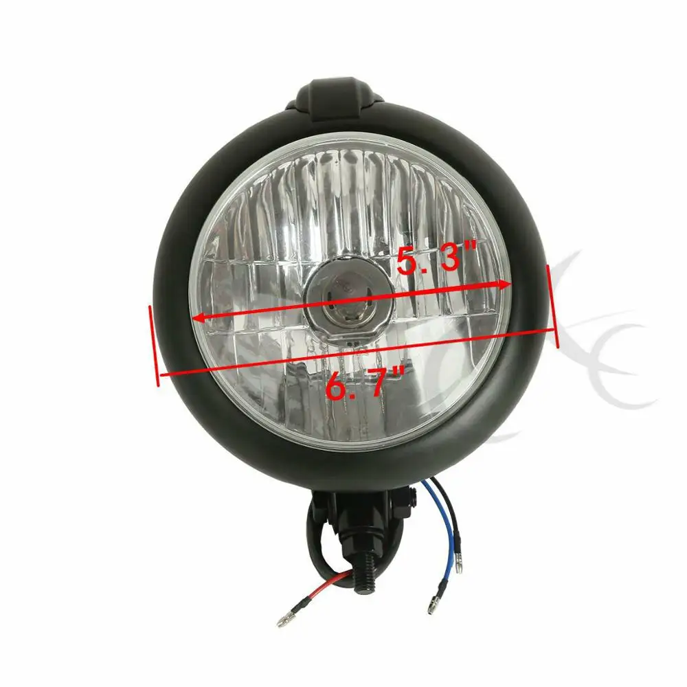 Motorcycle Black/Chrome Hi/Lo Beam Amber Headlight H4 Bulb Lamp For Harley Honda Kawasaki Suzuki Cruiser Bobber