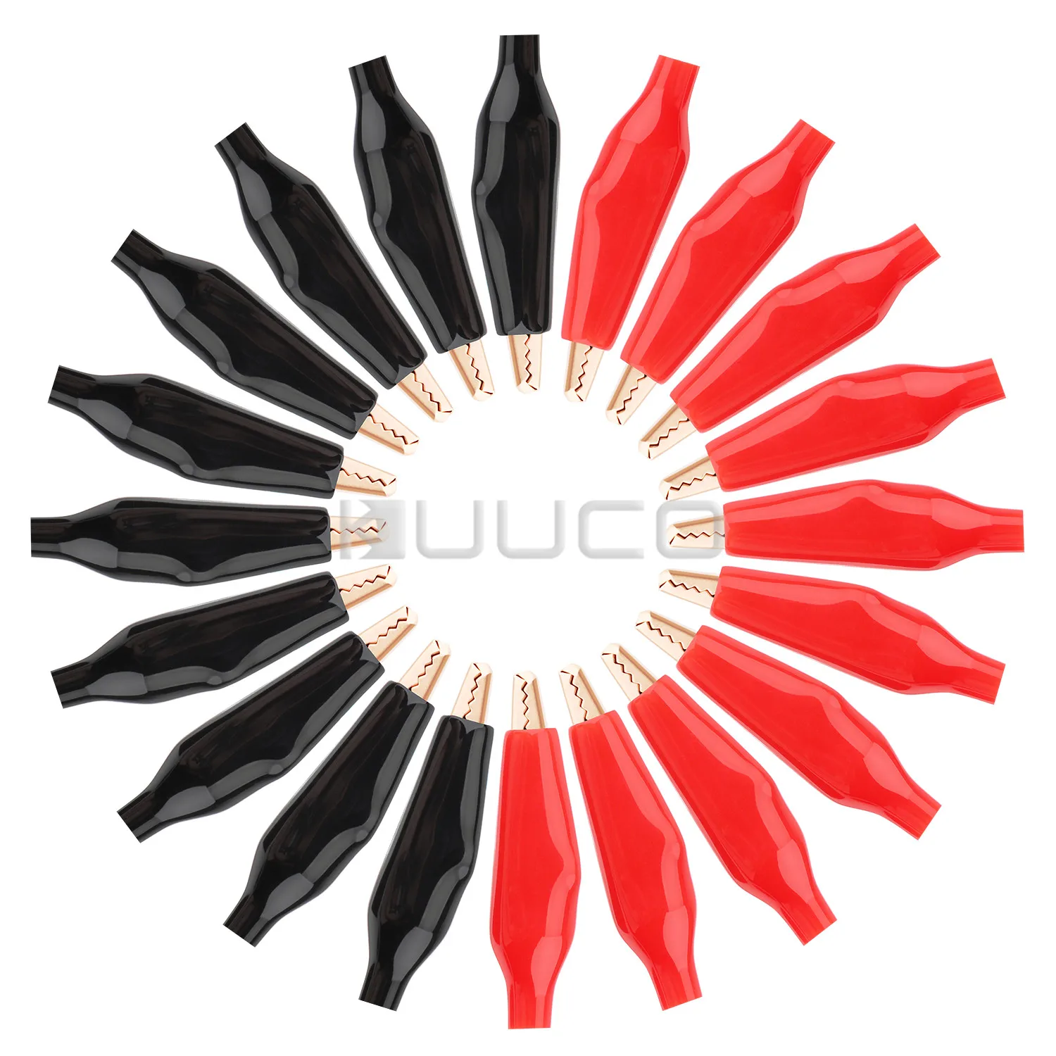 20 pcs Alligator Clip Battery Clamp Test Probe Electrical  Boot Black Red 35mm 