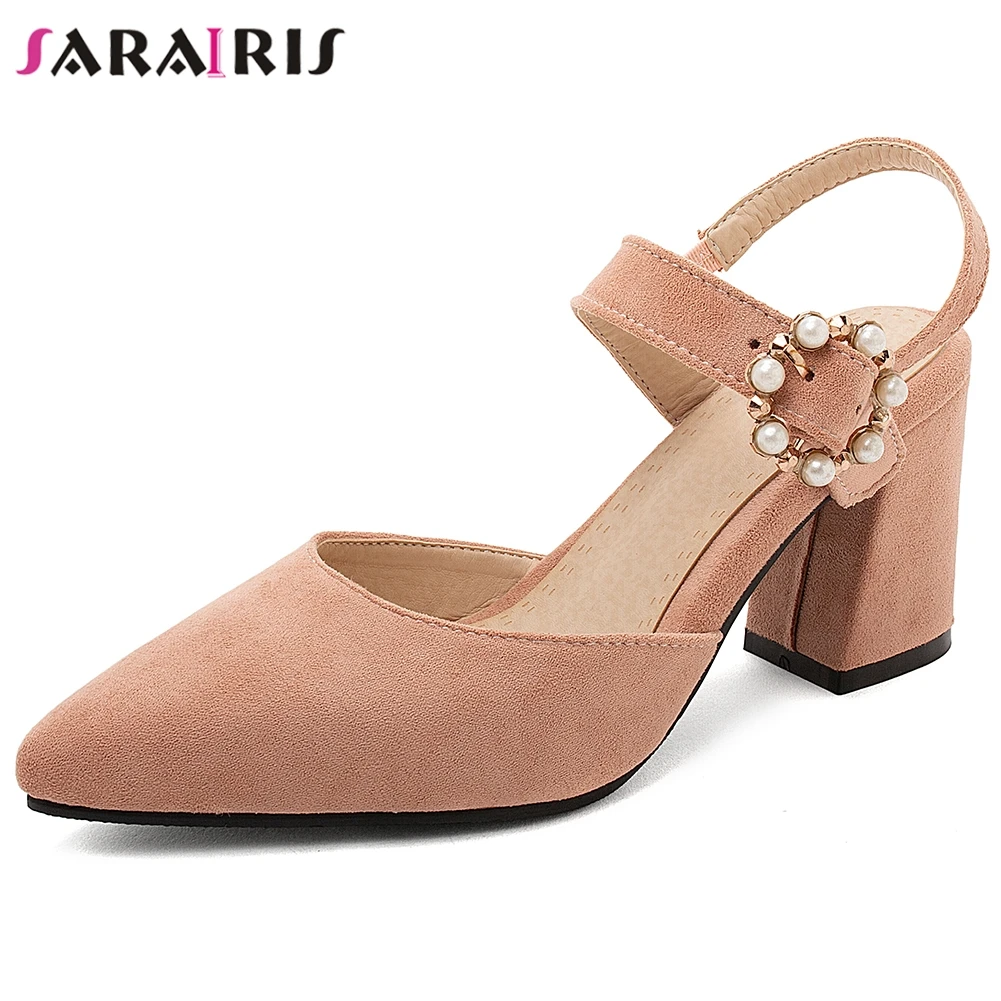 

SARAIRIS Female Fashion Pointed Toe Ankle Strap Sandals High Heels Sandals Women Summer Elegant Shallow Shoes Woman