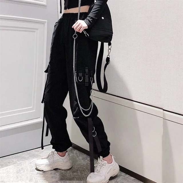 Cargo Pants Females Chain  Punk Womens Pants Chain  Cargo Pants Chain  Women  Womens  Aliexpress