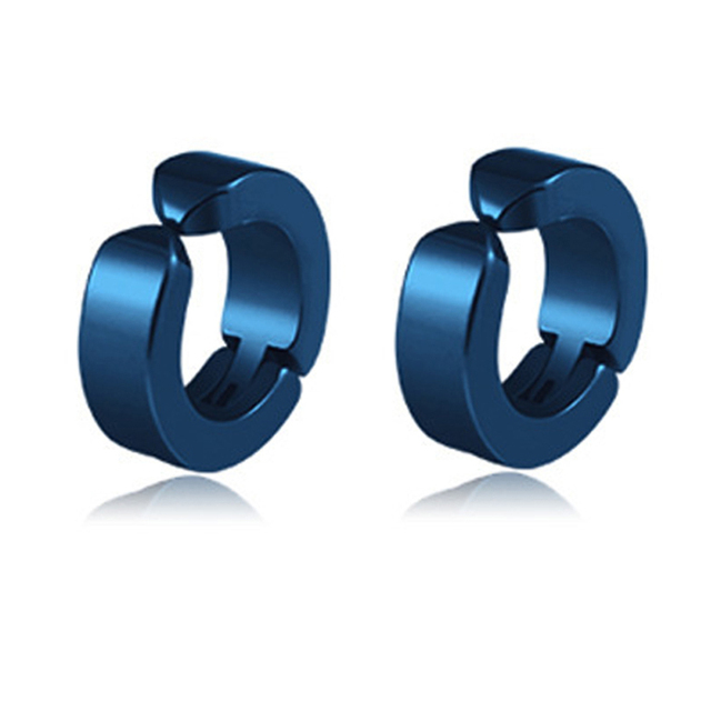 pair Classic Korean Punk Stainless Steel Ear Clip Earrings For Men Women Black No Pierced Fake Ear Circle New Pop Jewelry