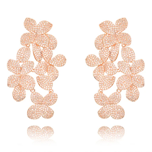 Rosegold Missvikki роскошный блестящий кулон, висячие серьги в виде листьев для женщин, свадебные, полные, прозрачные, CZ, вечерние, висячие серьги для женщин - Окраска металла: Rosegold