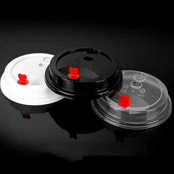 

50pcs 90 caliber disposable tea cup creative love injection cup lid universal leakproof coffee drink packaging cups cover