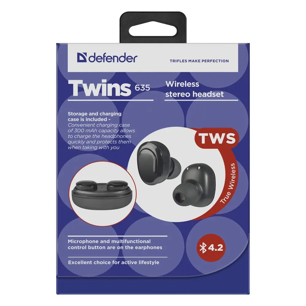 Гарнитура Twins 635 черный, TWS, Bluetooth