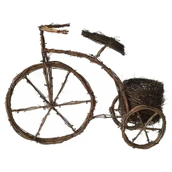 

1Pc Simulation Bike Adornment Natural Rattan Ornament Scene Decor Rattan Ornament Bike Ornament for Gift Party Home