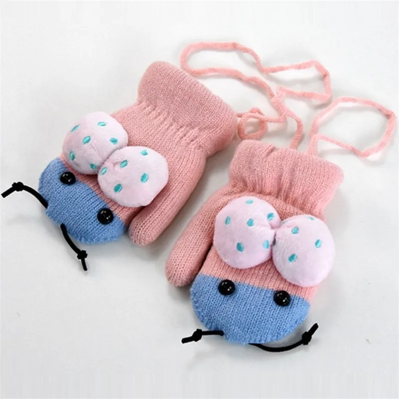 pink Модные детские перчатки; сезон осень-зима; детские перчатки с рисунком пчелы; детские бархатные перчатки; плюшевые перчатки для мальчиков и девочек; митенки детские - Цвет: pink