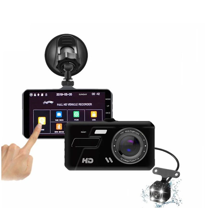 

4-Inch Touch Driving Recorder Car Camera Recorder Front And Rear Dual Recording Alloy Case Dash Cam Dashcam Full HD 1920x1080