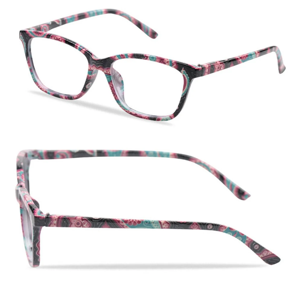 Ti-CARING женские карманные напечатанные очки для чтения с подходящей сумкой недорогая пружина шарнир очки для чтения для дальнозоркости+ 1,0 до 4,0