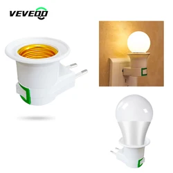 E27 switch socket LED lamp holder to AC power 220V European plug lamp holder adapter converter switch button plug