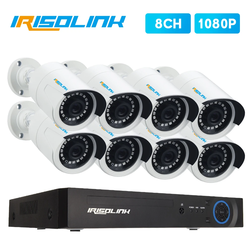

Irisolink 8CH CCTV camera System 8*1080P IR IP67 security surveillance cameras H.265 5in1 DVR outdoor Video Surveillance System