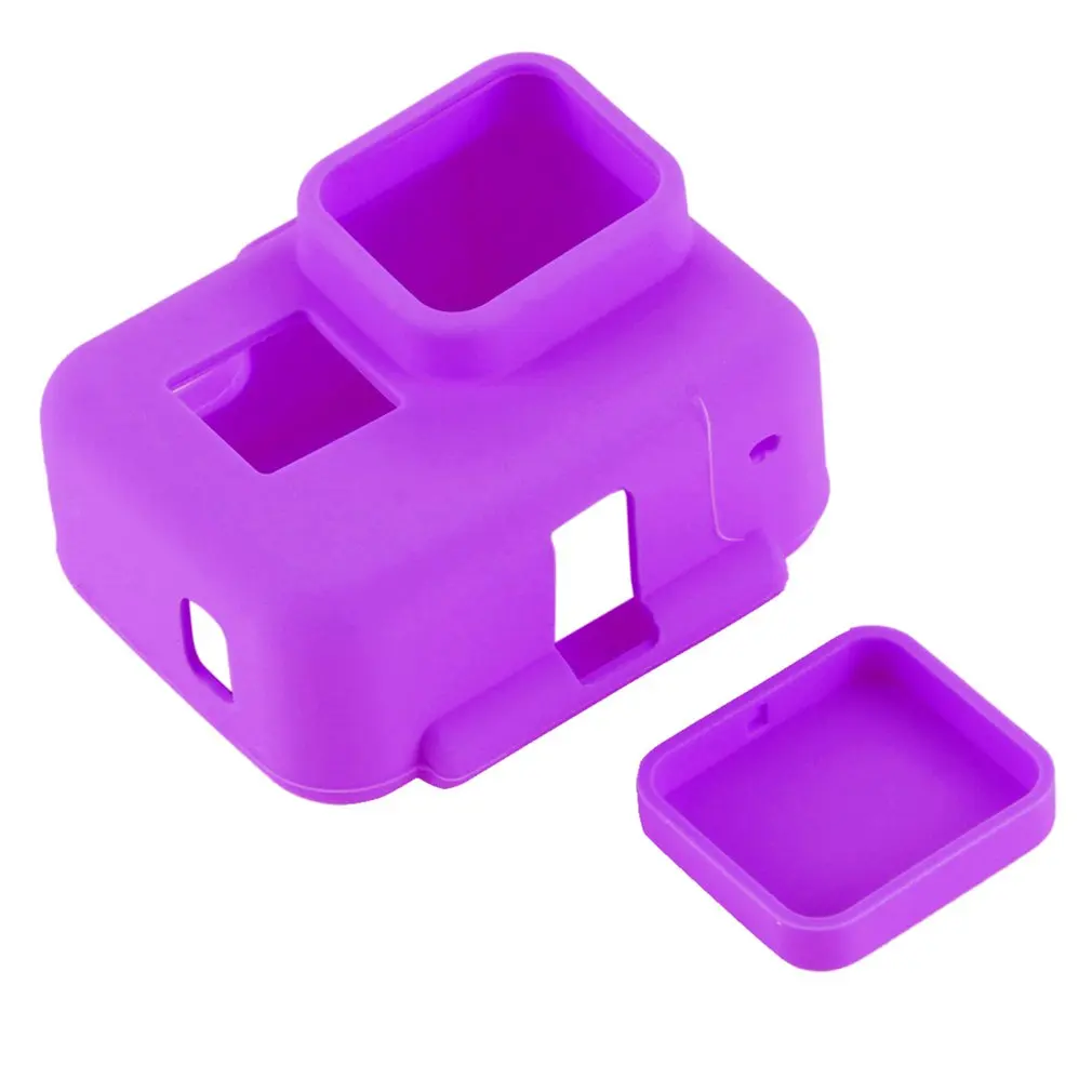 PULUZ для Go Pro Аксессуары Корпус крышка Мягкий силиконовый защитный чехол и боковая рамка крышка объектива для GoPro HERO()/7 черный/6/5 - Цвет: Purple