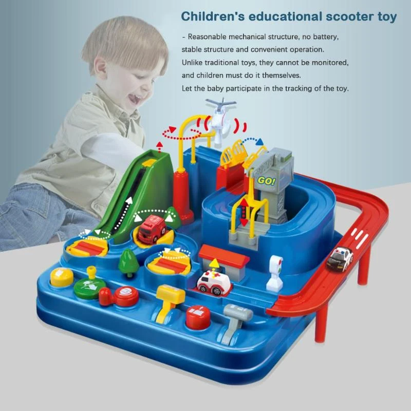 Racing Rail Car Model Racing Educational Toys Children Track Car Adventure Game Brain Game Mechanical Interactive Train Toy