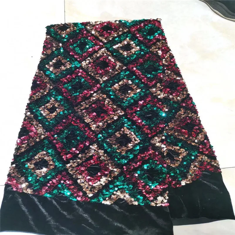 2019 High Quality French 3D Tulle velvet sequins African Lace Fabric Sequins Embroidered Nigerian Fabrics For Wowen Dress | Дом и сад