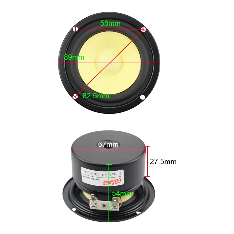 GHXAMP 3 дюйма 4OHM полный диапазон Спикер бумага Рид смешанные волокна высоких частот среднего диапазона бас 8-15 Вт 2 шт