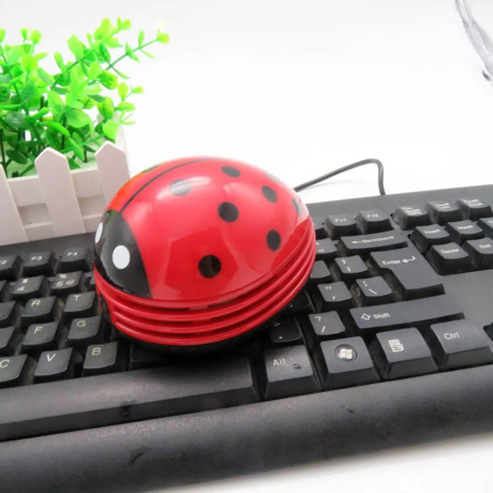 Ladybug Shaped Portable Corner Desk Vacuum Cleaner Mini Cute Vacuum Cleaner Dust Sweeper for Home Office Table Clean