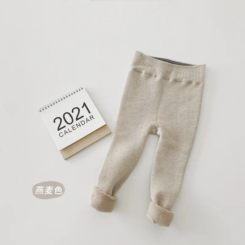 Girls Warm Fleece Skinny Leggings Kids Pants