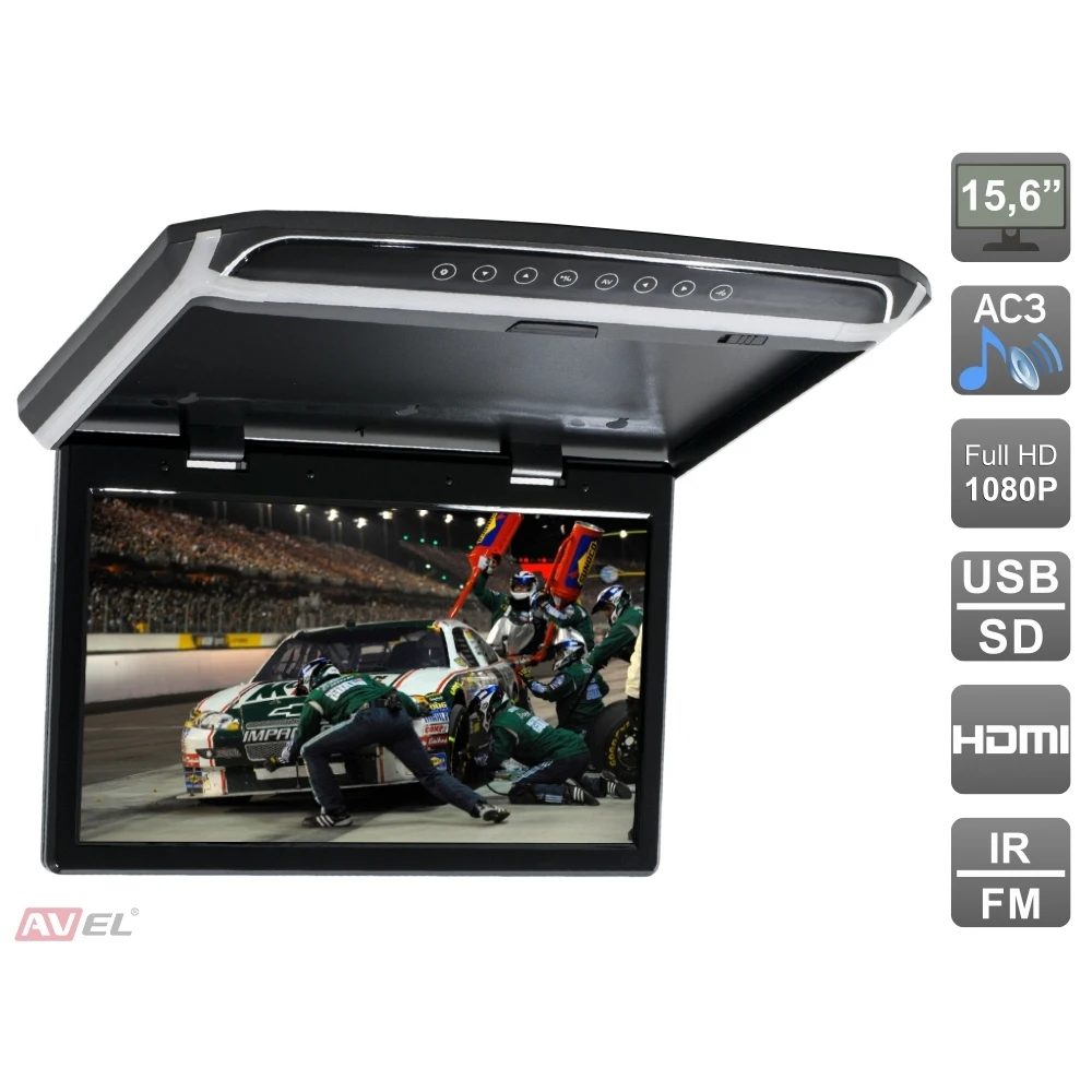 Потолочный монитор 15,6" со встроенным Full HD медиаплеером AVS1507MPP(черный