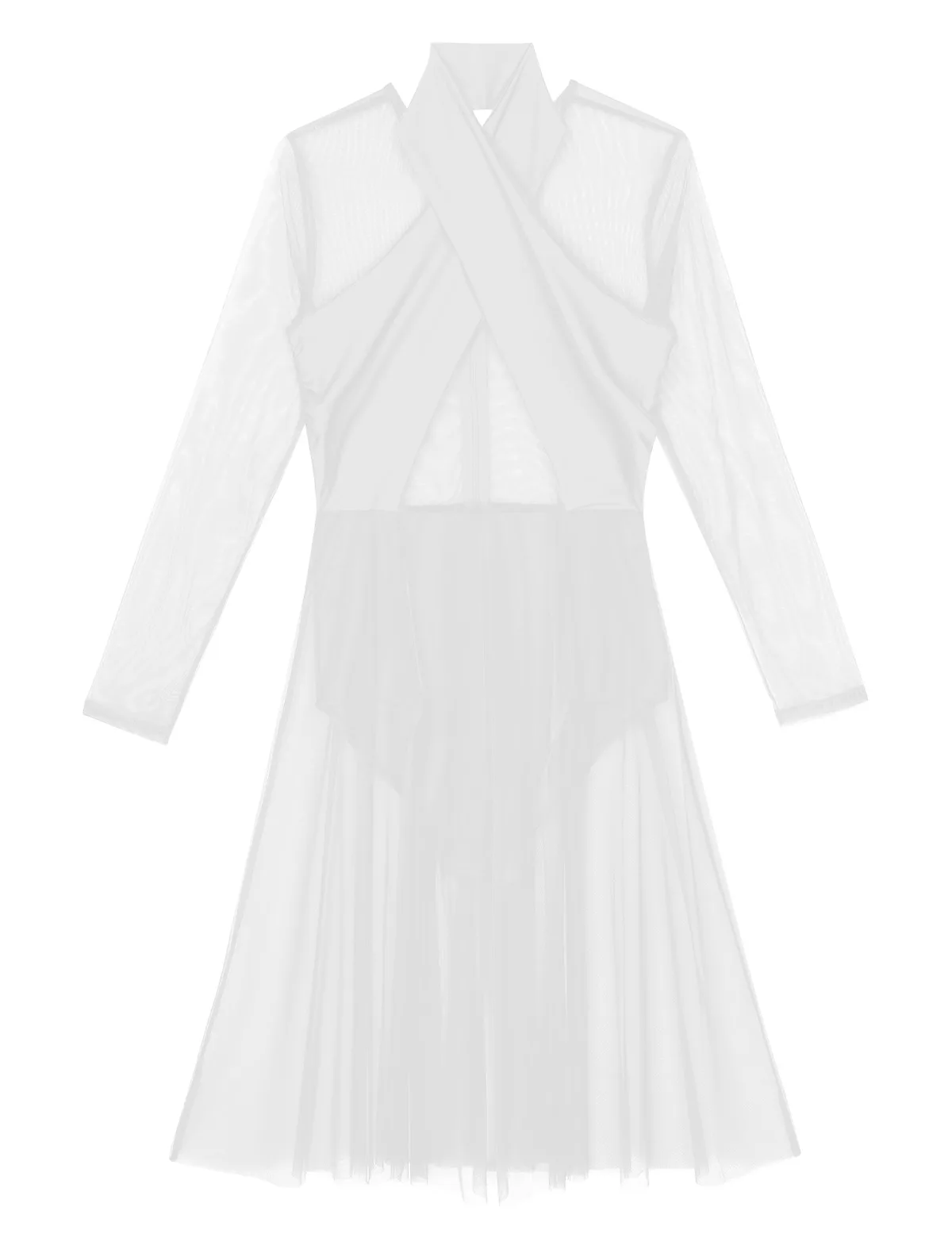 Женская блуза на бретельках с длинными рукавами, прозрачная сетчатая гимнастическая трико для катания на коньках, балетное танцевальное платье для взрослых, современные лирические танцевальные костюмы