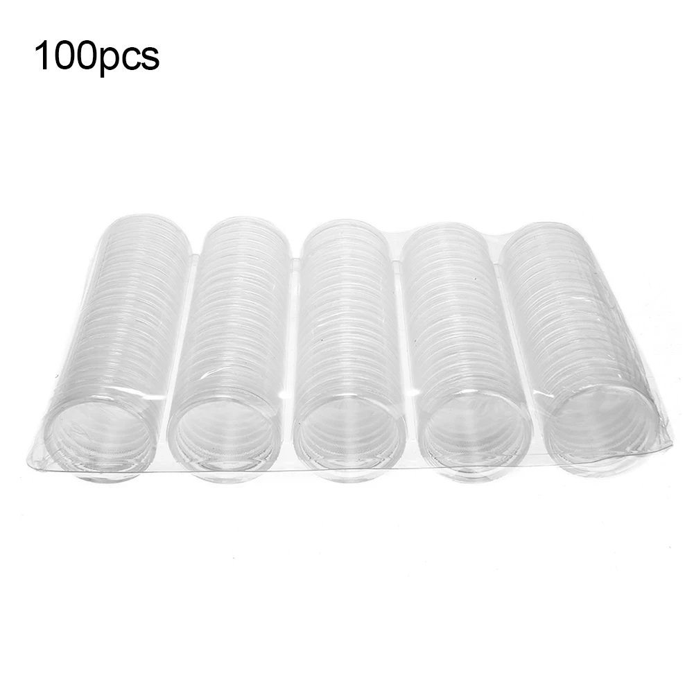 Coin Storage Container 100pcs 27mm Coin Capsules 2 Euro Coin Holder