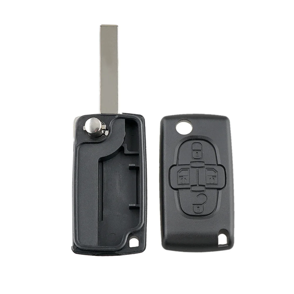 Key Case 4 Buttons Flip Folding Remote Key Fob Shell For Peugeot 1007 For Citroen C8 Uncut Blade With Groove CE0523