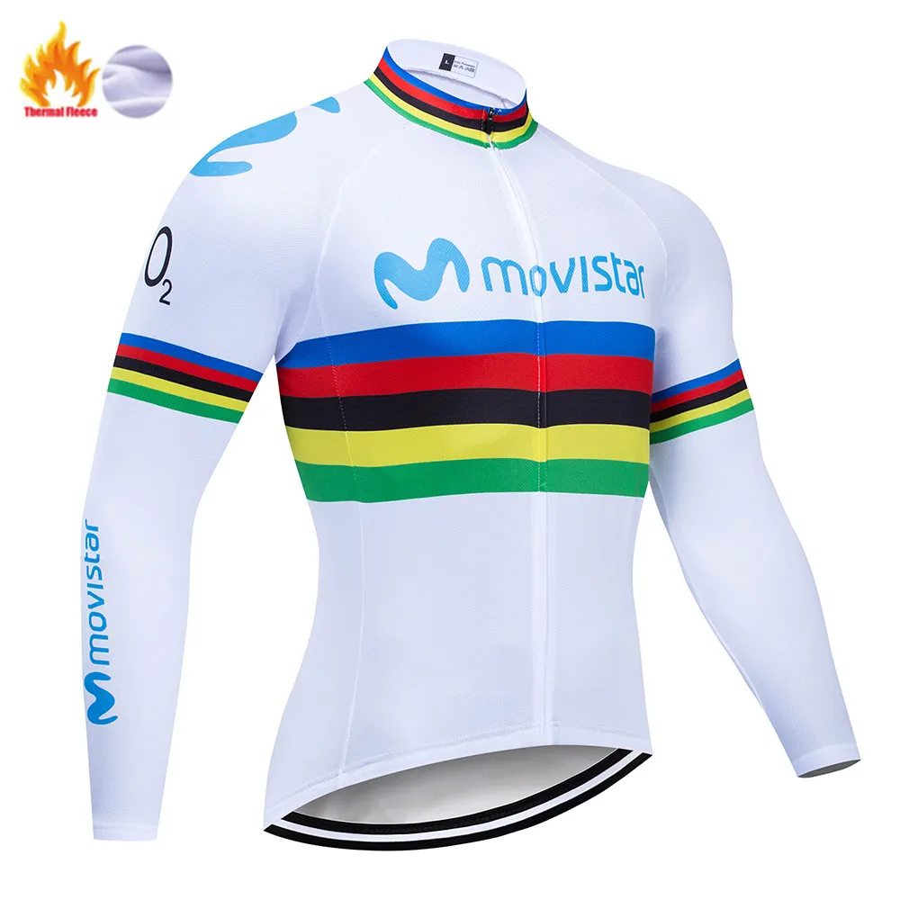 Movistar новая команда Бахрейна Зимняя Теплая Флисовая одежда из Джерси для горного велоспорта, комплект для велоспорта, комбинезон, теплая куртка, одежда для шоссейного велосипеда - Цвет: Winter Jersey