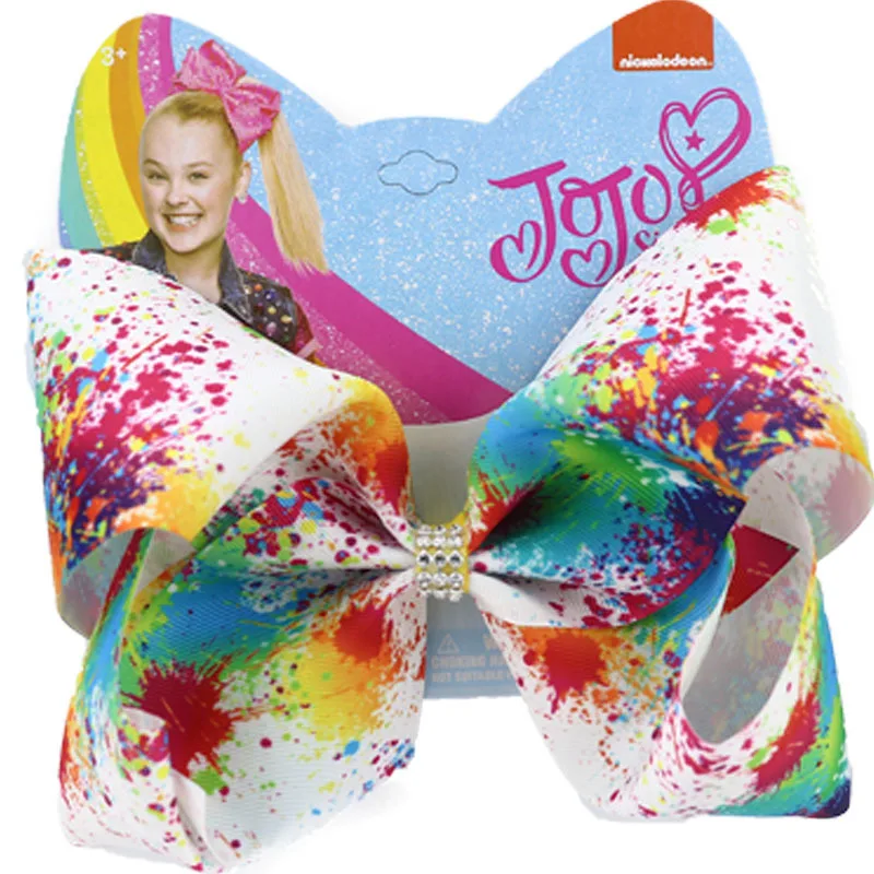 " Jojo Siwa волос бант зажим для волос Большой Цвет всплеск волос клип ручной работы Crtstal лента для волос со шпилькой узел Аксессуары для волос для детей - Цвет: 5