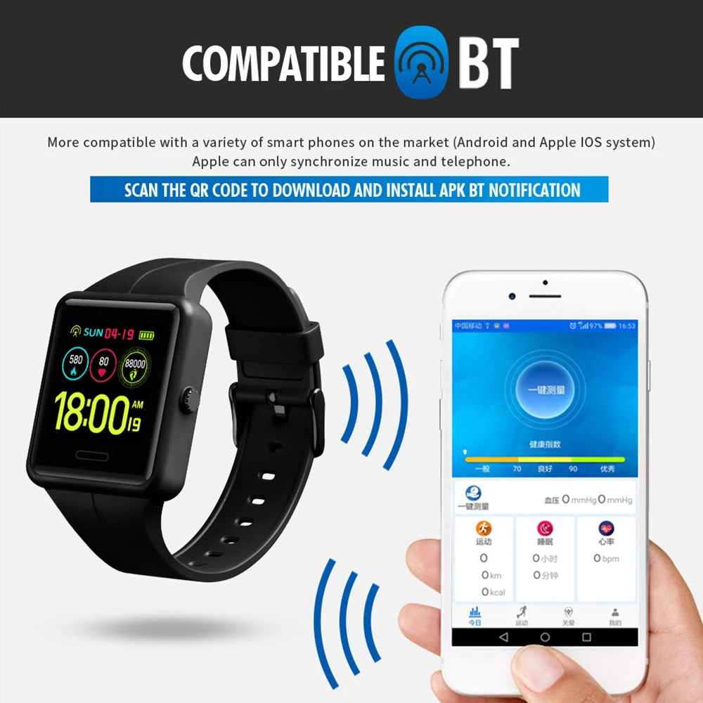 1525 уличные Смарт-часы Bluetooth Многофункциональный для фитнеса Smartwatch жизни водонепроницаемый монитор сердечного ритма спортивные цифровые часы для мужчин