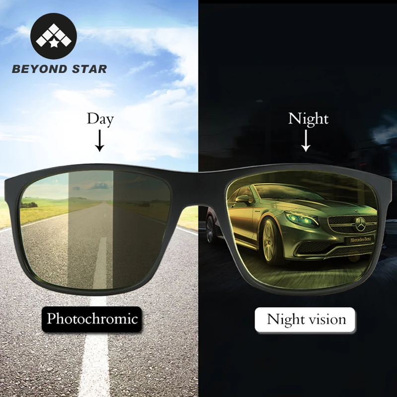Обновленная версия фотохромные желтые ночного вождения поляризованные солнцезащитные очки для мужчин TR90 рамка квадратные очки для женщин дизайнер TR9150
