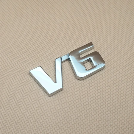 Металлическая, для машины V6 значок двигателя наклейка Задняя эмблема для багажника Наклейка аксессуары - Цвет: Silver