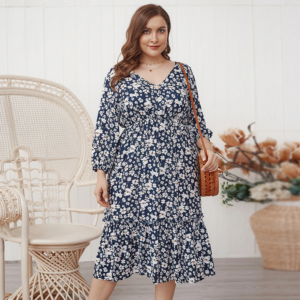 Женское платье с глубоким v образным вырезом длинное Хлопковое в стиле ретро