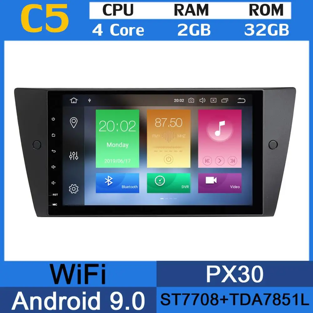 " Android 9,0 PX6 4G+ 64G Автомобильный мультимедийный плеер для BMW 3 серии 318i 320i 325i E90 E91 E92 E93 M3 стерео радио gps DSP CarPlay - Цвет: 4Core 2G RAM 32G GB