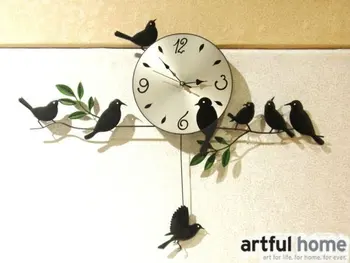 

the wall clock home decoration quartz clocks painting watch morden design birds unique gift craft times sweep