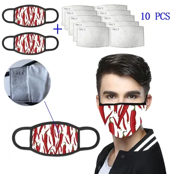 

2 PCS Mask + 10 Pcs Replaceable Filter Men Women Breathable PM2.5 Activated Carbon Filter 3D Adult Reusable Earloop Mouth Mask