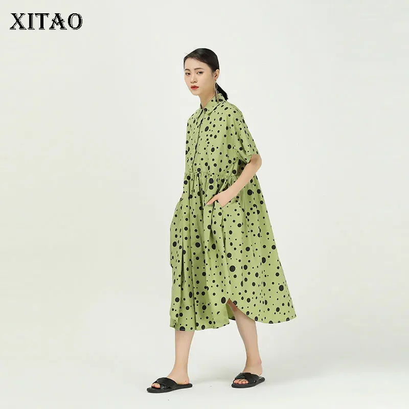 Женское асимметричное платье XITAO весеннее Повседневное с отложным воротником и