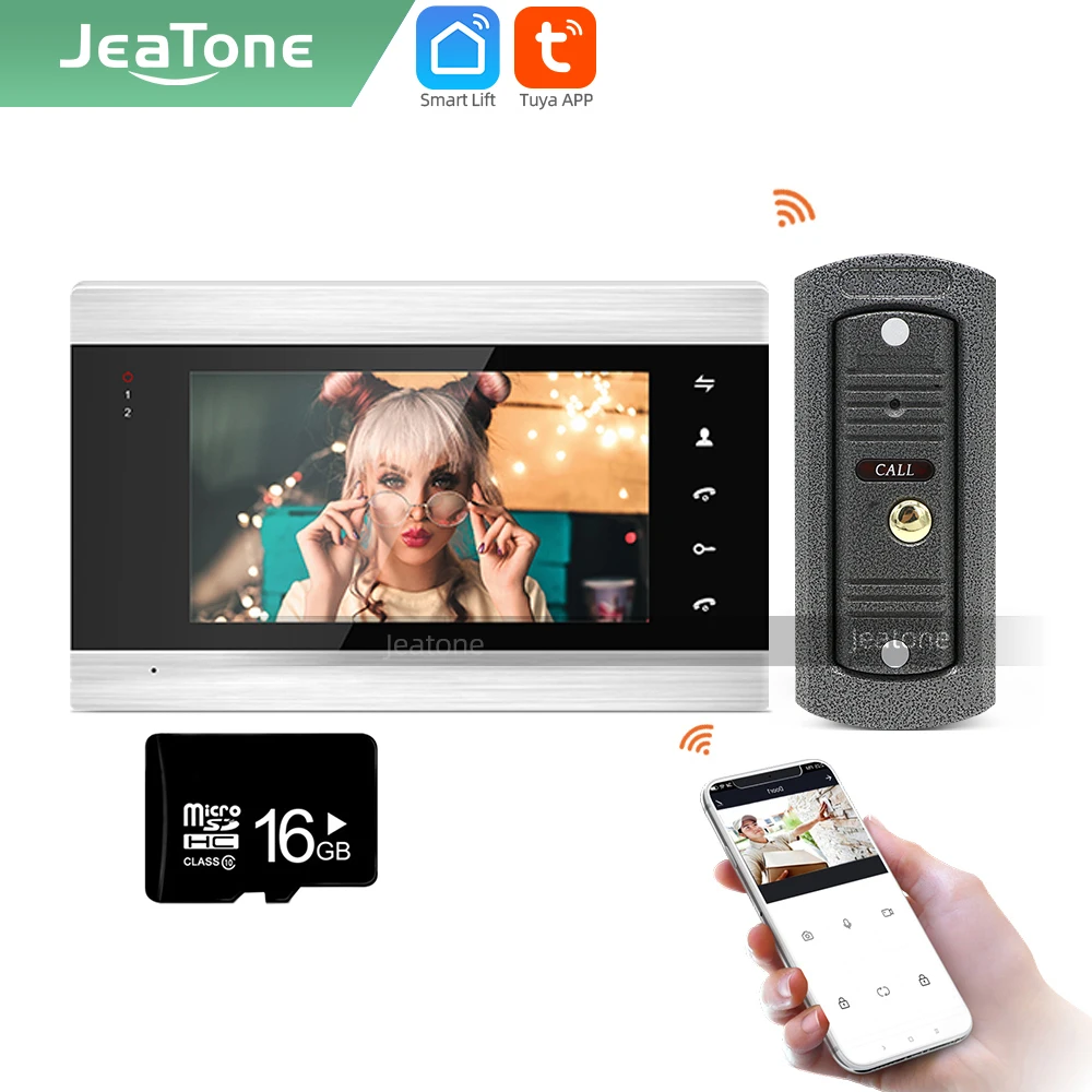 Jeatone Tuya smart 7 дюймов WIFI видеодомофоны для домашнего внутреннего монитора
