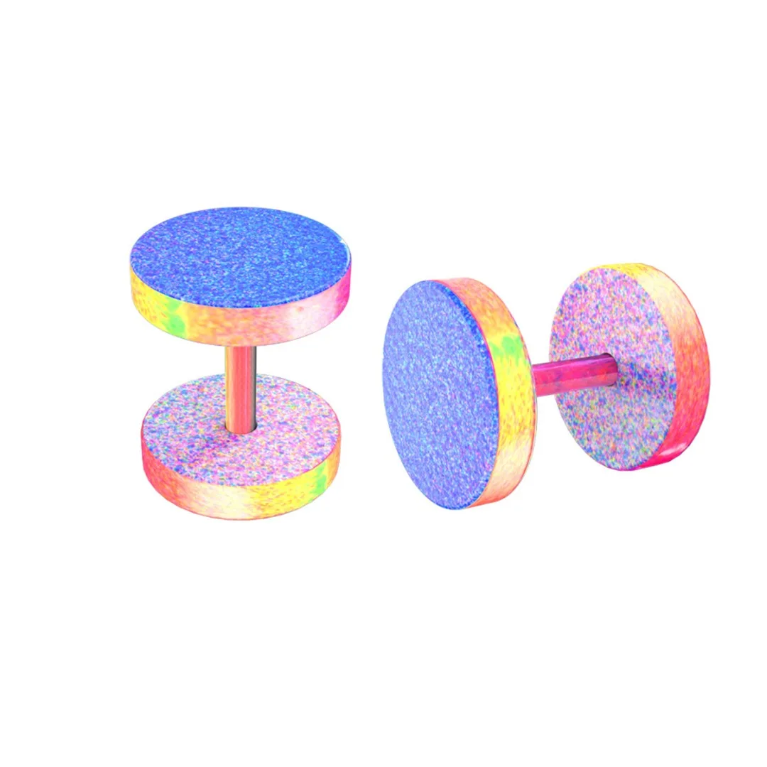 1pair Colorful Fake Plugs Stainless Steel Studs Earrings Fake Gauge Faux Tunnels Earring Ear Piercing For Women Men Body Jewelry