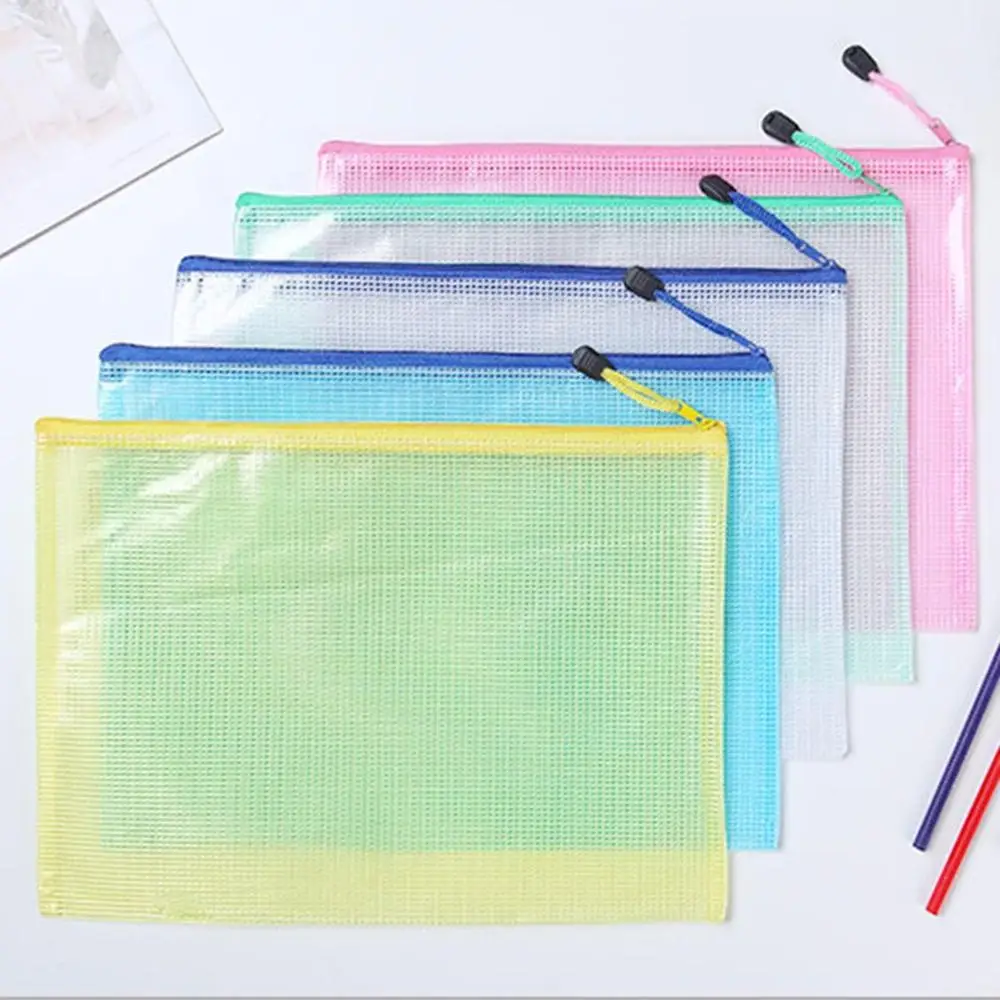 15 Bolsas Para Documentos A4 + A5 + A6, Bolsillo Con Cremallera Impermeable De Malla Para Documentos, Bolsa Con Cremallera Para Material De Oficina