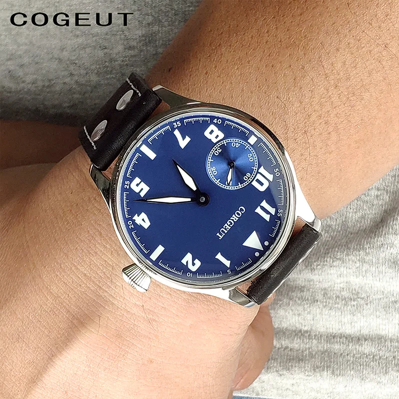 

44mm Military Pilot Mechanical Watch Men Seagull ST3600 Movement 6497 Leather Sapphire Corgeut Luxury Brand Sport Wristwatch