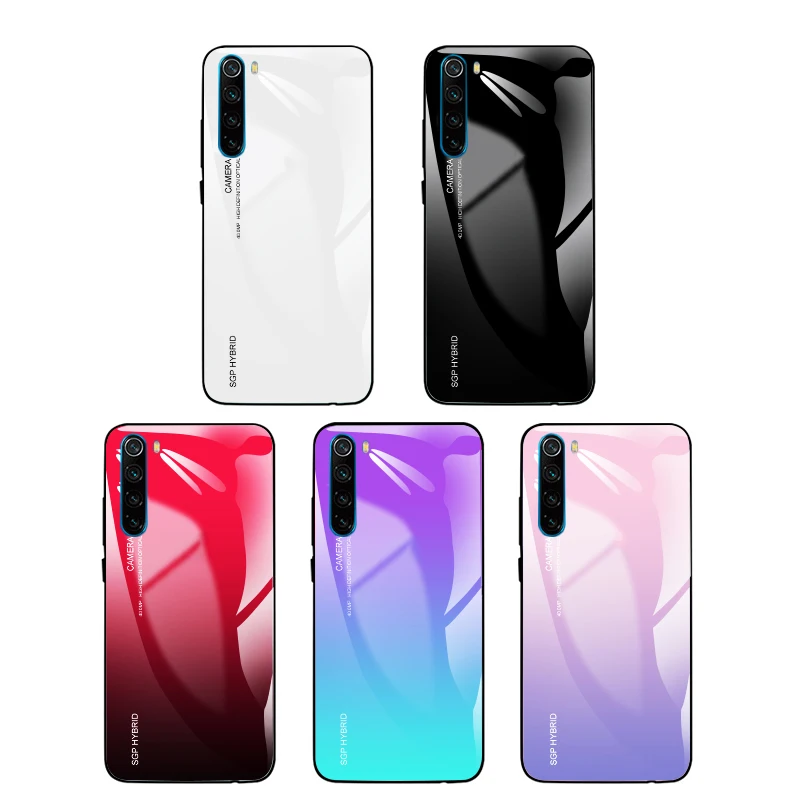 Чехол с градиентным закаленным стеклом для Xiaomi Redmi Note 8 Pro чехол телефона Xiomi Xaomi Xiami