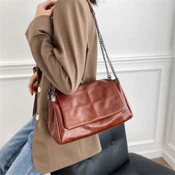 

Texture Chain Soft Bag Fashion Joker Handbag Shoulder Messenger Bag Large Capacity Bag 2020 HOT Flip Bag