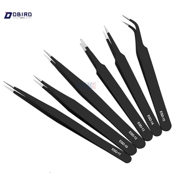 

Black Tweezers Anti-static Stainless Steel Electronic Components Tweezers Resists Corrosion Repair Necessarity DBIRD