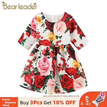 

Bear Leader Girls Dress New Brand Summer Autumn Kid Girl Dresses Party Outfit Floral Costume Short Sleeve Children Clothing Suit