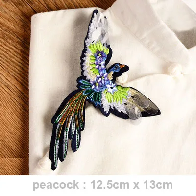 peacock left AHYONNIEX 1 шт. птица павлин бусины Стразы нашивки пришить Бисероплетение аппликация Одежда Обувь, Сумки, украшение патч DIY - Цвет: peacock left