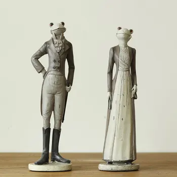 

Creative Mr Frog Standing With Mrs Frog Vintage Statue Home Decor Crafts Room Decoration Objects Office Resin Figurines