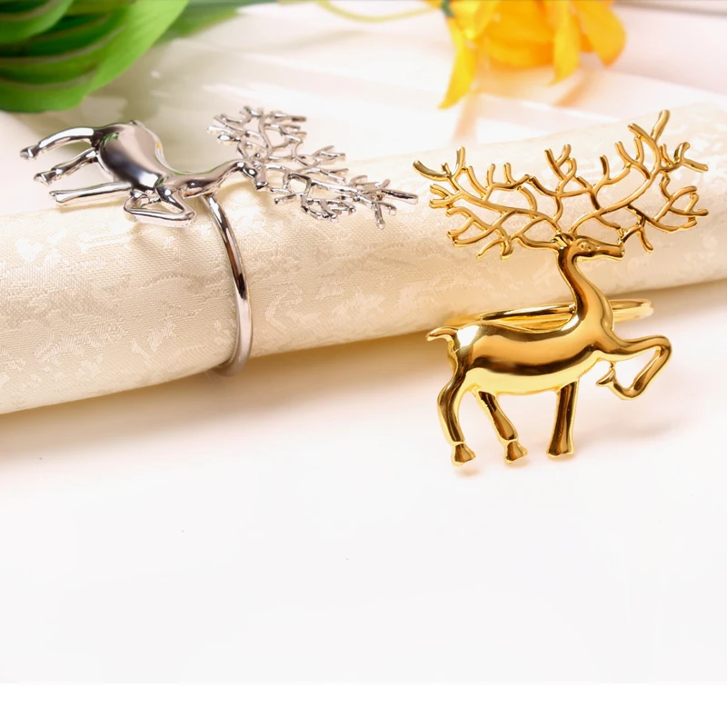 6 PCS Elk Deer Napkin Rings Dinner Table Decorative Ornament for Wedding Parties 