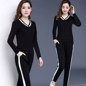 

Autumn Winter 2 Piece Outfits for Women Tracksuit Set Plus Size 4XL 5XL Sweatshirts Top and Pants Fmale Sweatsuits