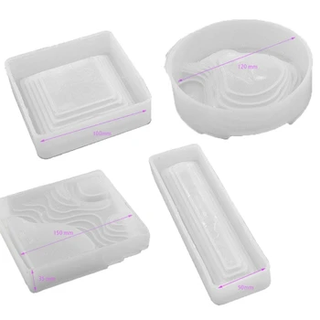 

4Pcs Terrace Landscape Resin Casting Silicone Mold Terrace Ashtray Storage Tray Resin Mould Home Decor Art Craft DIY Making Tool