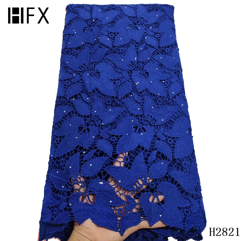 HFX Африканский шнур кружевная ткань с камнями фиолетовый цвет гипюр кружевная ткань Высококачественная нигерийская кружевная ткань для свадьбы F2821