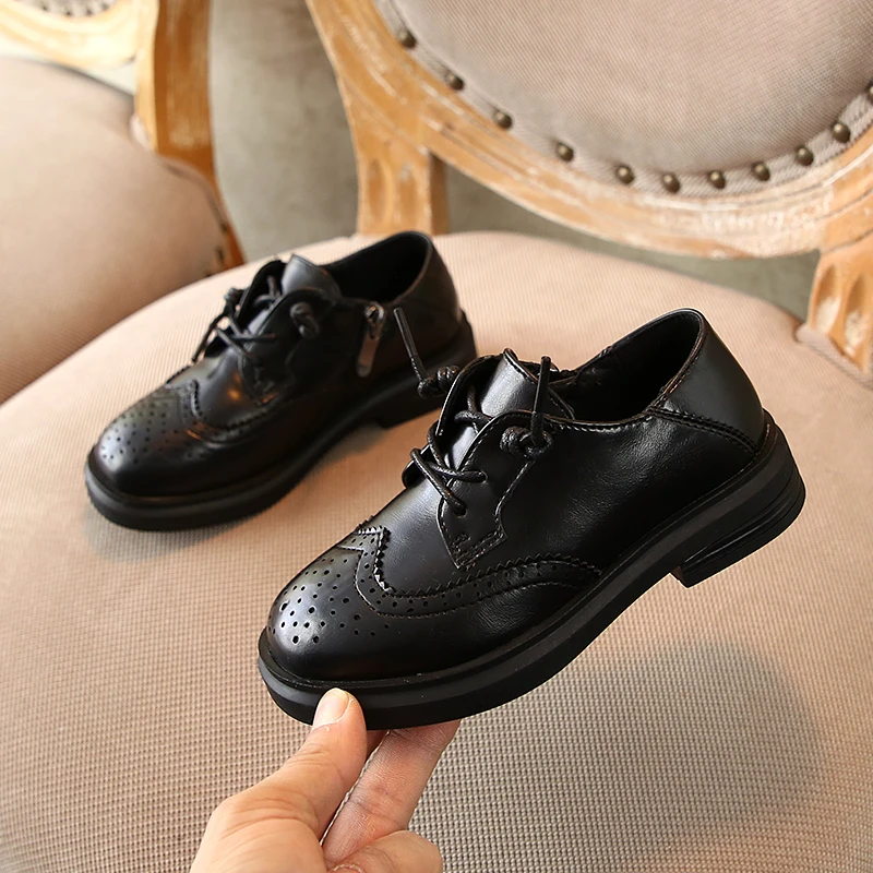 Children Leather Shoes for Boy Girls Classic Style Autumn Fashion Pu Leather Casual Shoes Black Brown SX432