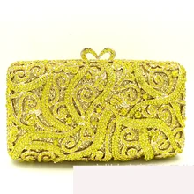 XIYUAN желтая сумка с инкрустацией женские вечерние сумочки-косметички металлическая расшитая кристаллами Сумочка-клатч свадебные сумочки Свадебные вечерние Коктейльная Сумочка Кошелек